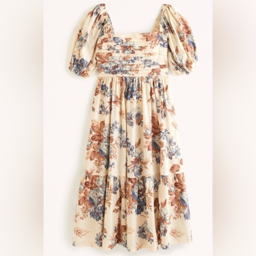Abercrombie & Fitch NWT Emerson Poplin Puff Sleeve Midi Dress